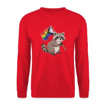 LGBTQ-Pride-Monat – Lustiger Pride-Waschbär - Unisex Pullover - Rot - Vorne - Alina (178cm) & Michal (187cm)