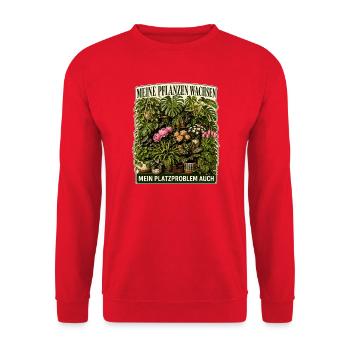 Meine Pflanzen wachsen, mein Platzproblem auch - Unisex Pullover - Rot - Vorne - Alina (178cm) & Michal (187cm)