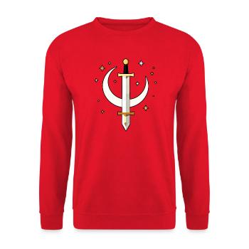 Moon Sword Streetwear Design - Unisex Sweatshirt - red - Front - Alina (178cm) & Michal (187cm)