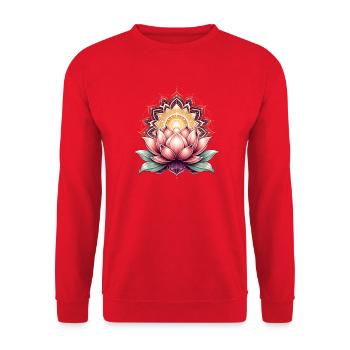 Le Mandala du Lotus Soleil fleurit - Sweat-shirt Unisexe - rouge - Devant - Alina (178cm) & Michal (187cm)