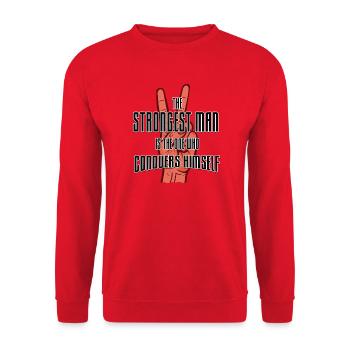 Stärkster Mann: Sich selbst besiegen! - Unisex Pullover - Rot - Vorne - Alina (178cm) & Michal (187cm)