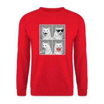 Katzen Türkisch Angora Katze - Unisex Pullover - Rot - Vorne - Alina (178cm) & Michal (187cm)