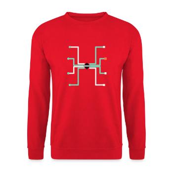 Tech Circuit Kreuzung - Unisex Pullover - Rot - Vorne - Alina (178cm) & Michal (187cm)
