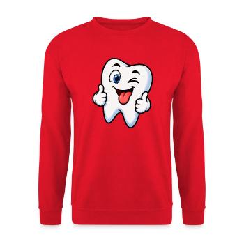 Fröhlicher Zahn-Buddy - Unisex Pullover - Rot - Vorne - Alina (178cm) & Michal (187cm)
