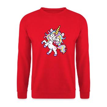 CrazyUnicorn - Unisex Pullover - Rot - Vorne - Alina (178cm) & Michal (187cm)