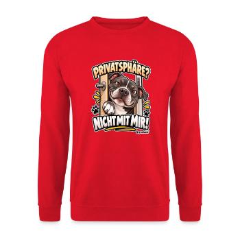 Keine Privatsphäre mit Hund - Unisex Pullover - Rot - Vorne - Alina (178cm) & Michal (187cm)