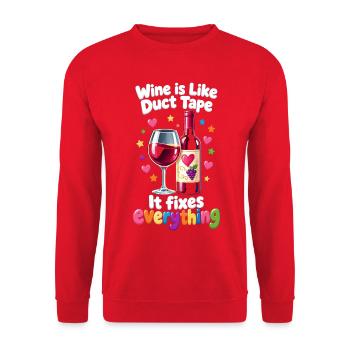 Weinliebhaber Wein ist wie Klebeband – Reparaturen - Unisex Pullover - Rot - Vorne - Alina (178cm) & Michal (187cm)
