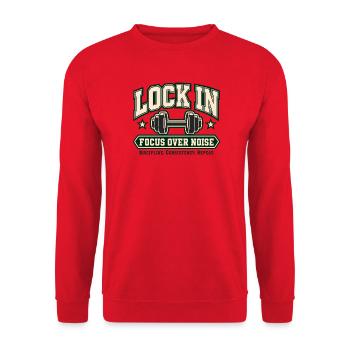 Lock In – Fokus statt Lärm - Unisex Pullover - Rot - Vorne - Alina (178cm) & Michal (187cm)