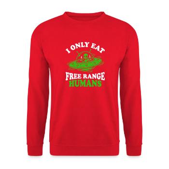 Außerirdischer Appetit auf Freie Range Menschen - Unisex Pullover - Rot - Vorne - Alina (178cm) & Michal (187cm)