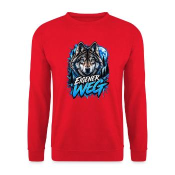 Neon-Wolf Mondnachtwald - Unisex Pullover - Rot - Vorne - Alina (178cm) & Michal (187cm)