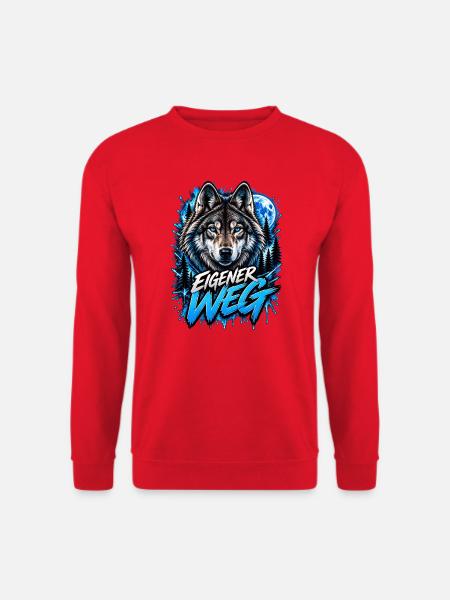 Neon-Wolf Mondnachtwald - Unisex Pullover - Rot