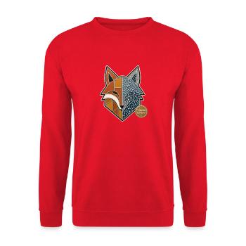 Fuchs Wikinger Runen Nordische Mythologie Pin - Unisex Pullover - Rot - Vorne - Alina (178cm) & Michal (187cm)