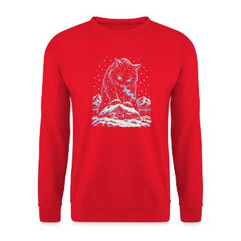 Die Julkatze aus Island - Unisex Pullover - Rot - Vorne - Alina (178cm) & Michal (187cm)