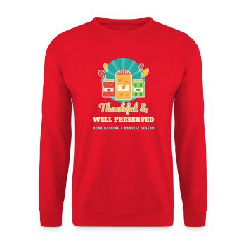 Dankbare und gut erhaltene lustige Einmachung - Unisex Pullover - Rot - Vorne - Alina (178cm) & Michal (187cm)