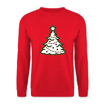 Minimalistischer Tannenbaum Weihnachten Evergreen - Unisex Pullover - Rot - Vorne - Alina (178cm) & Michal (187cm)