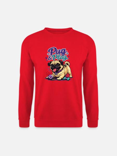 Mops & Spielzeugzeit - Unisex Pullover - Rot