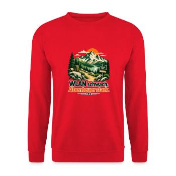 WLAN aus Abenteuer - Unisex Pullover - Rot - Vorne - Alina (178cm) & Michal (187cm)