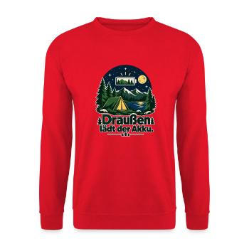 Natur lädt Akku - Unisex Pullover - Rot - Vorne - Alina (178cm) & Michal (187cm)