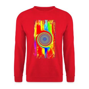 Peinture acrylique « LifeLine » par Marco Eckenbrecht - Sweat-shirt Unisexe - rouge - Devant - Alina (178cm) & Michal (187cm)