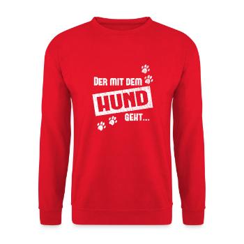 der mit dem hund geht - Unisex Pullover - Rot - Vorne - Alina (178cm) & Michal (187cm)