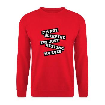 im not sleeping Zitat - Unisex Pullover - Rot - Vorne - Alina (178cm) & Michal (187cm)