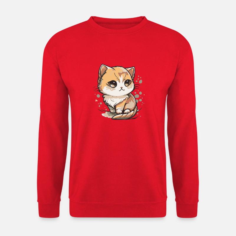 Bande dessinée mignon Kawaii Cat Star Chaton Chaton Chaton - Sweat-shirt Unisexe - rouge