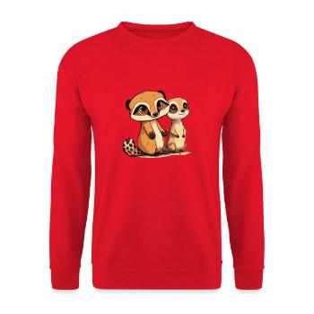 Comic Cute Kawaii Sticker Meerkat Squirrel - Unisex Sweatshirt - red - Front - Alina (178cm) & Michal (187cm)