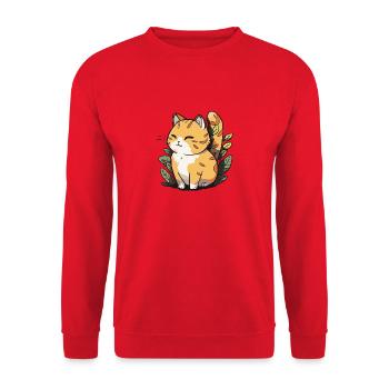 Comic Cute Kawaii Cat Star Kitten Kitten - Unisex Sweatshirt - red - Front - Alina (178cm) & Michal (187cm)