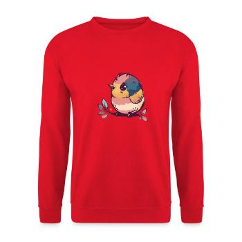 Comic Cute Kawaii Sticker Bird 1 - Unisex Sweatshirt - red - Front - Alina (178cm) & Michal (187cm)