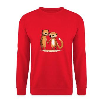Comic Cute Kawaii Autocollant Suricate Renard - Sweat-shirt Unisexe - rouge - Devant - Alina (178cm) & Michal (187cm)