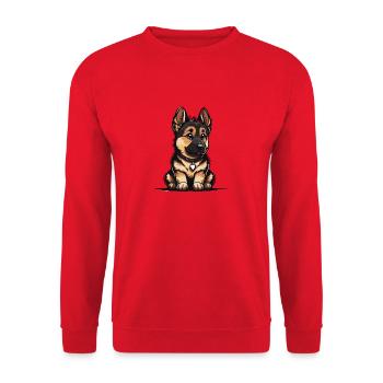 Illustration Bande dessinée Berger Allemand Chiot, Chiot, - Sweat-shirt Unisexe - rouge - Devant - Alina (178cm) & Michal (187cm)