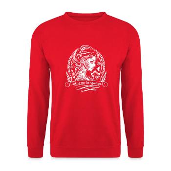 Abstract Amusing Language Of Tattoos Quote - Unisex Sweatshirt - red - Front - Alina (178cm) & Michal (187cm)