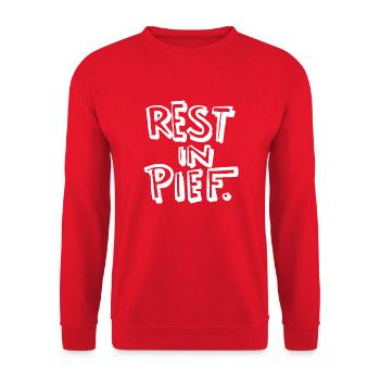 REPOS À PIEF (R.I.P.) Contour - Blanc - Sweat-shirt Unisexe - rouge - Devant - Alina (178cm) & Michal (187cm)