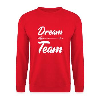 dream team - Unisex Pullover - Rot - Vorne - Alina (178cm) & Michal (187cm)