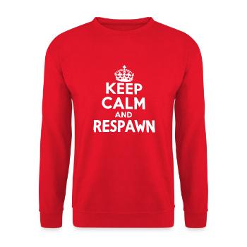 Bleib ruhig und respawne - Unisex Pullover - Rot - Vorne - Alina (178cm) & Michal (187cm)