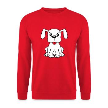 chien assis mignon petit chiot heureux animal de compagnie - Sweat-shirt Unisexe - rouge - Devant - Alina (178cm) & Michal (187cm)