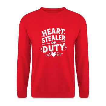 Heart Stealer on Duty - Unisex Sweatshirt - red - Front - Alina (178cm) & Michal (187cm)