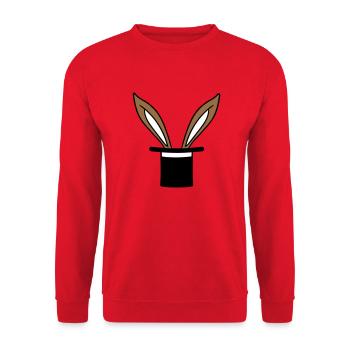 Hase Zylinder Hut Zauberer Kaninchen zaubern Trick - Unisex Pullover - Rot - Vorne - Alina (178cm) & Michal (187cm)