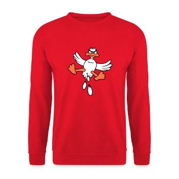 Duck Bird Flying Feces Attack From Above Attack Fun - Unisex Sweatshirt - red - Front - Alina (178cm) & Michal (187cm)