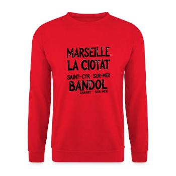 MARSEILLE CASSIS CIOTAT SAINT CYR-SUR-MER BANDOL - Sweat-shirt Unisexe - rouge - Devant - Alina (178cm) & Michal (187cm)