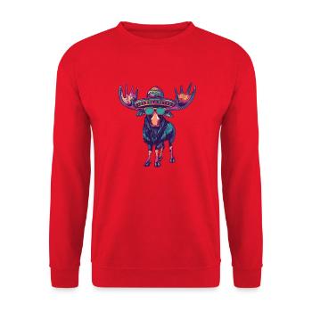 Elch Comic Lustig Sombrero - Unisex Pullover - Rot - Vorne - Alina (178cm) & Michal (187cm)