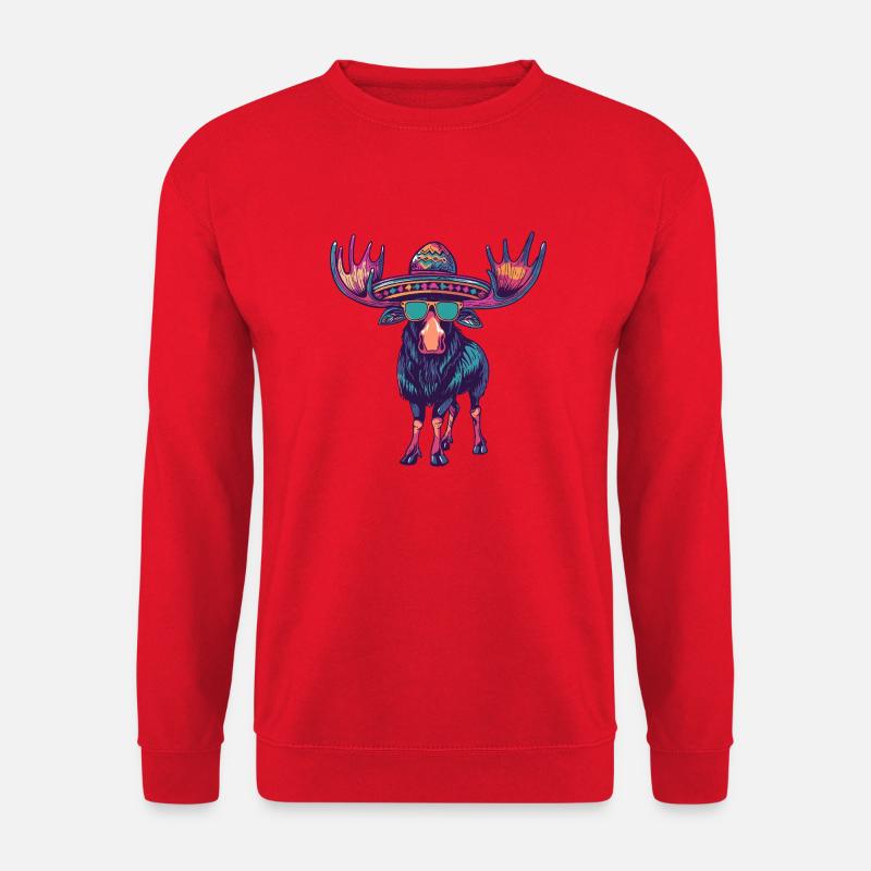 Moose Comic Funny Sombrero - Unisex Sweatshirt - red