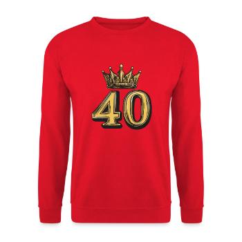 40 Zahl Krone - Unisex Pullover - Rot - Vorne - Alina (178cm) & Michal (187cm)
