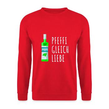 Pfefferminz Likör Pfeffi Vatertag Sauf - Unisex Pullover - Rot - Vorne - Alina (178cm) & Michal (187cm)