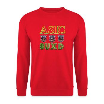 Tshirt Design - Unisex Pullover - Rot - Vorne - Alina (178cm) & Michal (187cm)