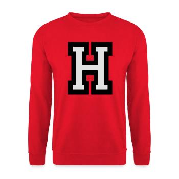 Buchstabe H - Unisex Pullover - Rot - Vorne - Alina (178cm) & Michal (187cm)