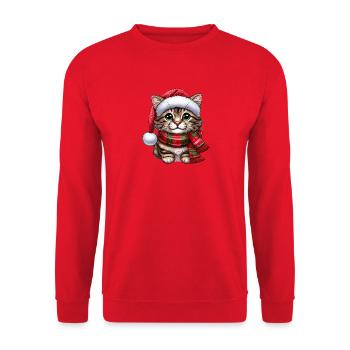 Santa Claus Cat - Unisex Sweatshirt - red - Front - Alina (178cm) & Michal (187cm)