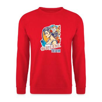 Braut Team - Unisex Pullover - Rot - Vorne - Alina (178cm) & Michal (187cm)
