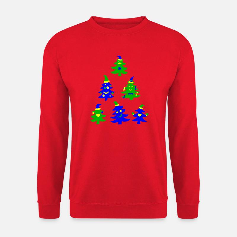 Magische lächelnde Weihnachtsbäume - Unisex Pullover - Rot