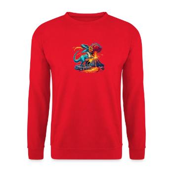 Éruption du volcan Dino avec fleur - Sweat-shirt Unisexe - rouge - Devant - Alina (178cm) & Michal (187cm)